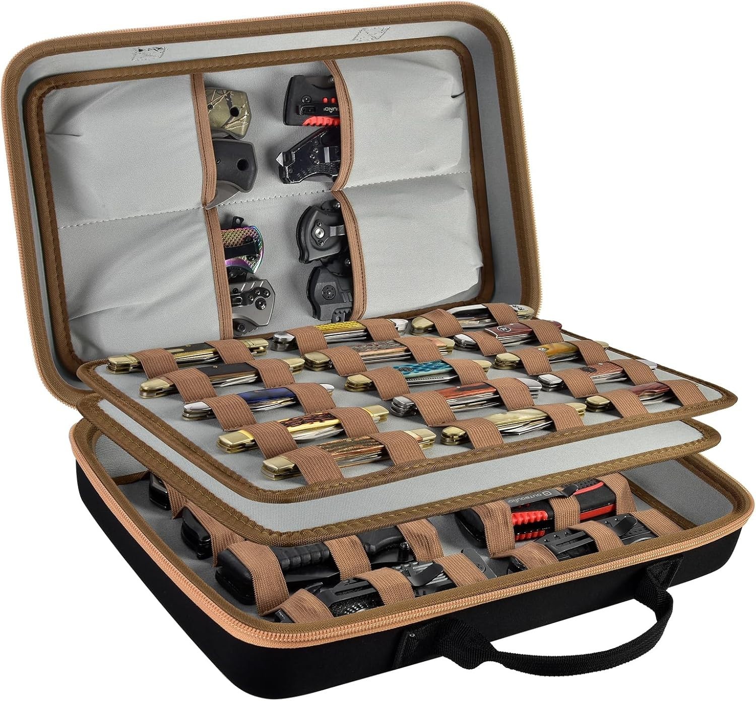 Knife Display Case for 56+ Pocket Knife, Folding Knives Storage Holder, Knife Co