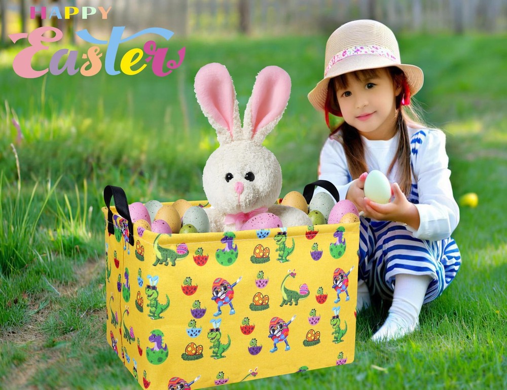 BOOHIT Rectangle Empty Easter Baskets Boy Large Toy Storage Bin Girls collaps...