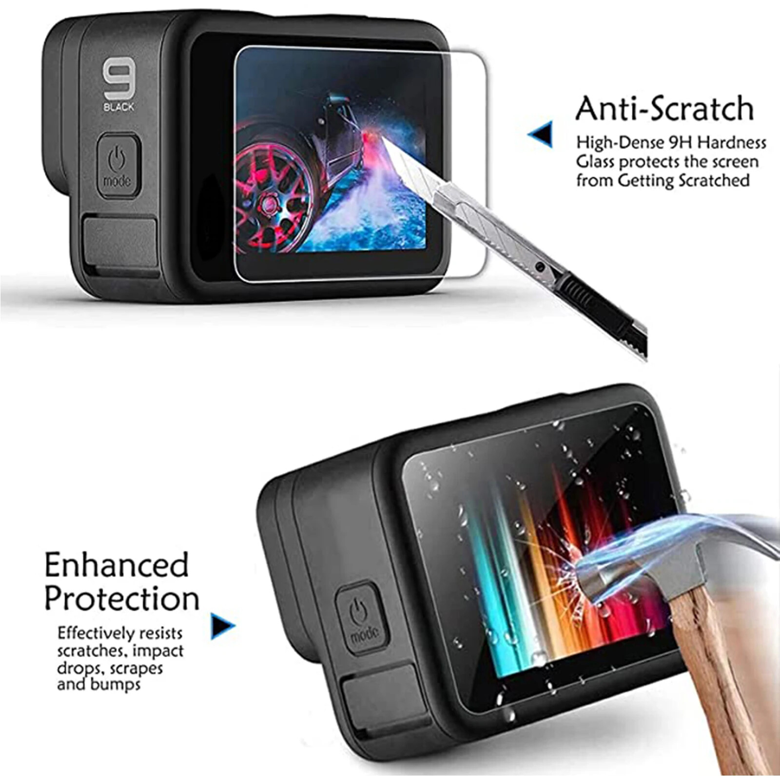 Black Silicone Case for GoPro Hero 12/11/10/9 Screen Protectors Lens Caps Kit