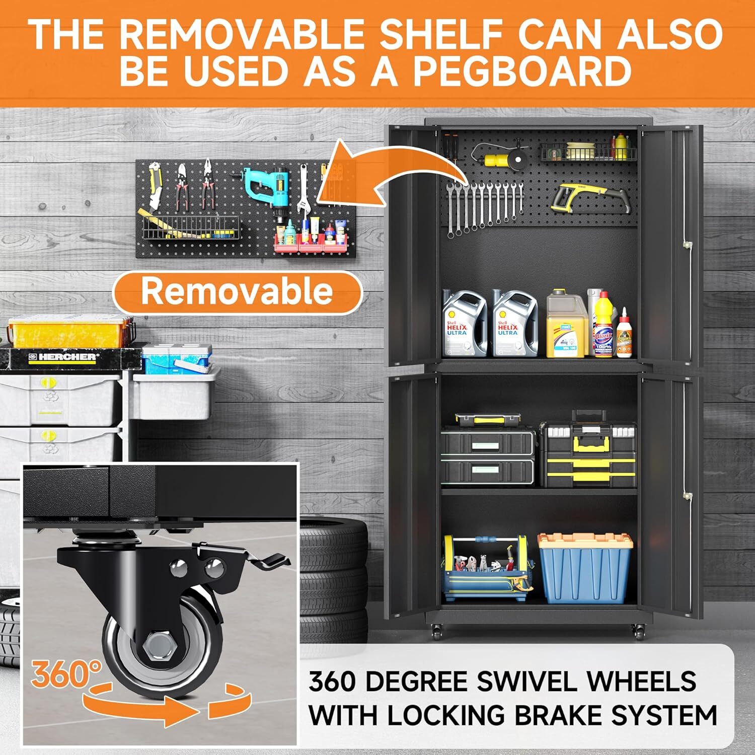 Garage Storage Cabinet System 8 Pcs Garage Workshop Set W/Steel Cabinet Shelves