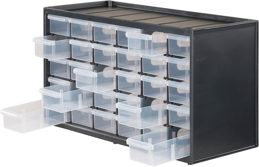 CRAFTSMANModularStorage 30 Drawer Easily Stackable Plastic Black White CMST40730