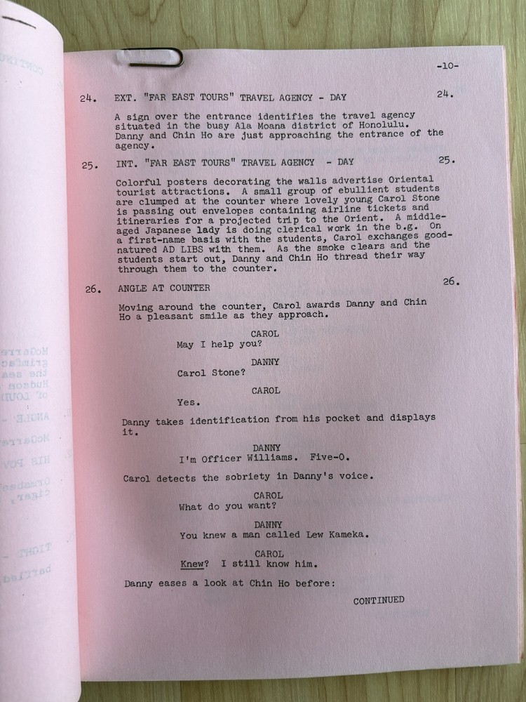 Hawaii Five-O 'The Defector' Original Script Final Draft 1975