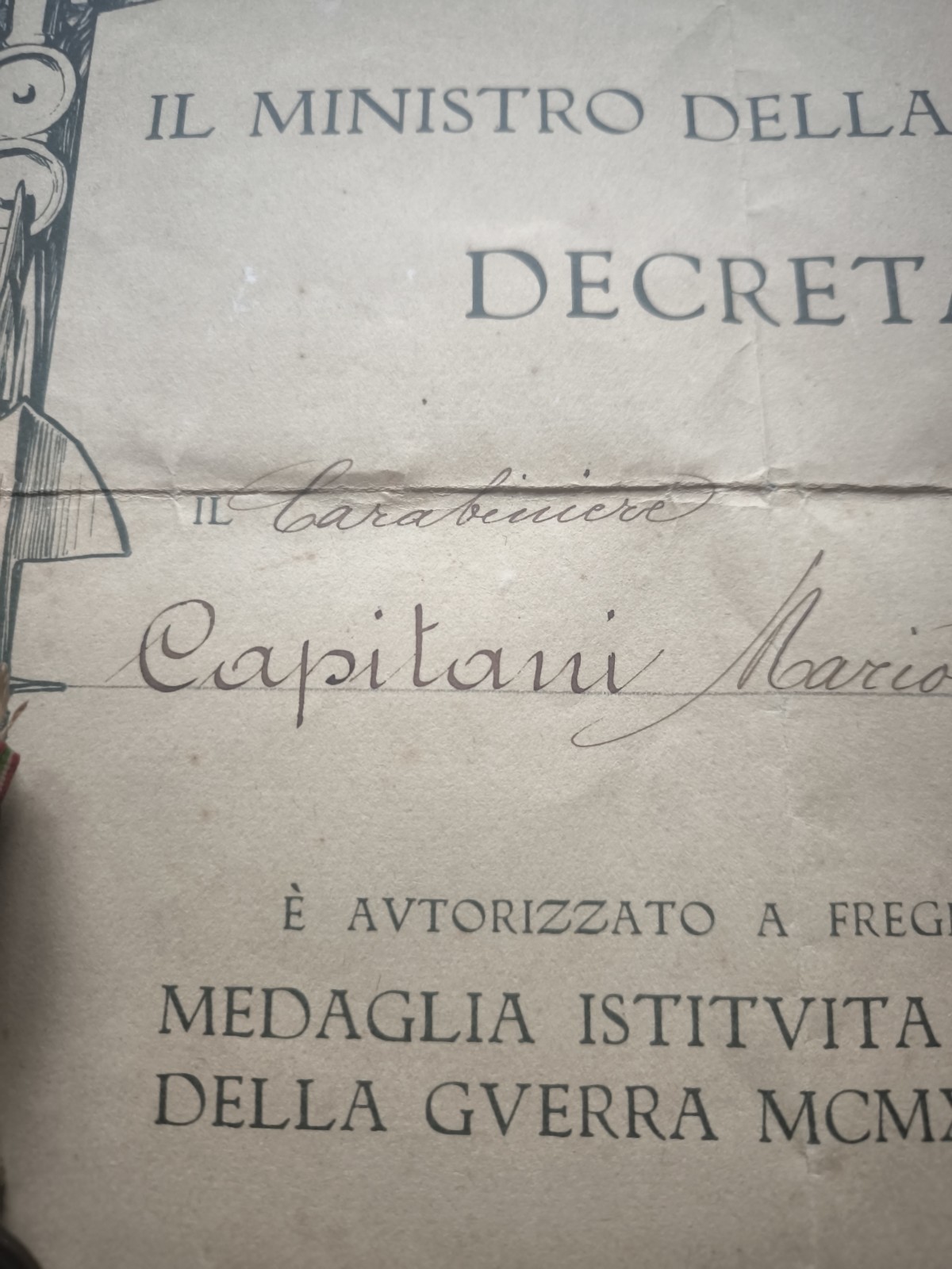 Ww1 Italian Carso-Isonzo Victory Medals with Award Reali Carabinieri Captain