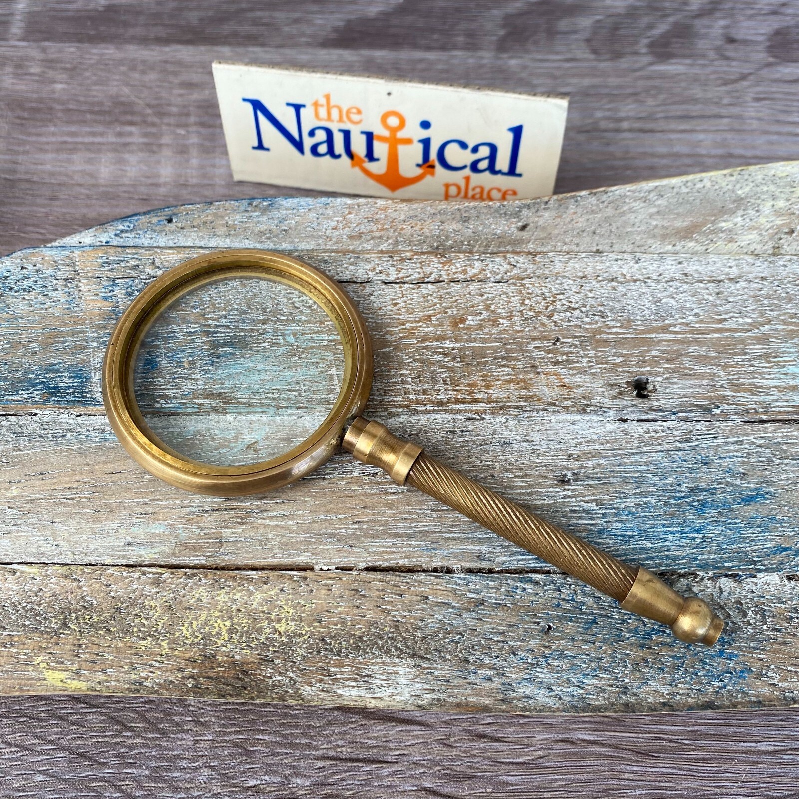 5.5" Brass Magnifying Glass - Antique Finish Hand Held Magnifier - Vintage Style