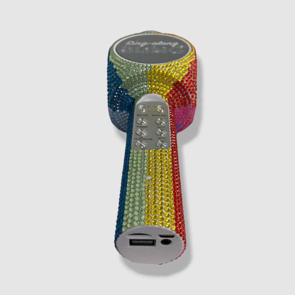 Wireless Express Pink Rainbow Bling Edition Karaoke Microphone/Bluetooth Speaker