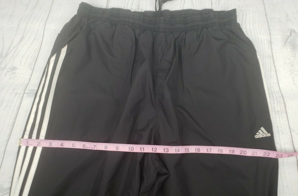 Adidas Climalite Large Track Pants Black White Stripe Ankle Zip Drawstring