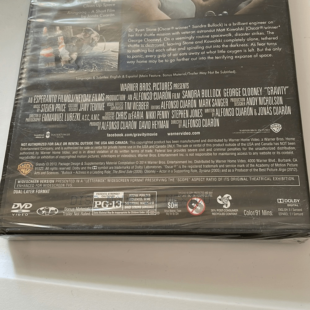 New in sealed packaging Gravity” movie DVD