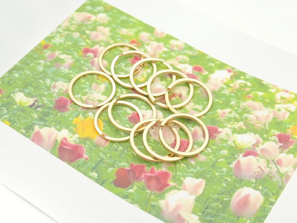 15/20/25/30/32/35mm Solid Brass Flat Keyring Split Key Rings Hoop Loop Keychain