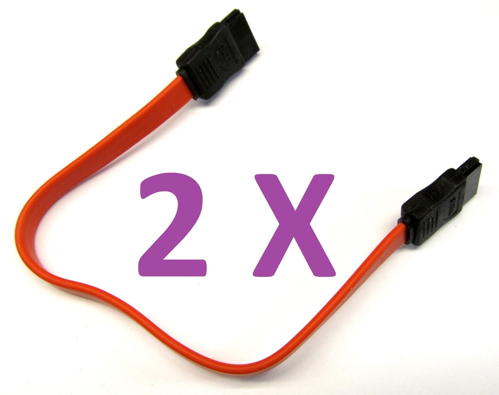 2 SATA Computer / Drive Data Cables, Straight/Straight, 7 conductor, 7 inch