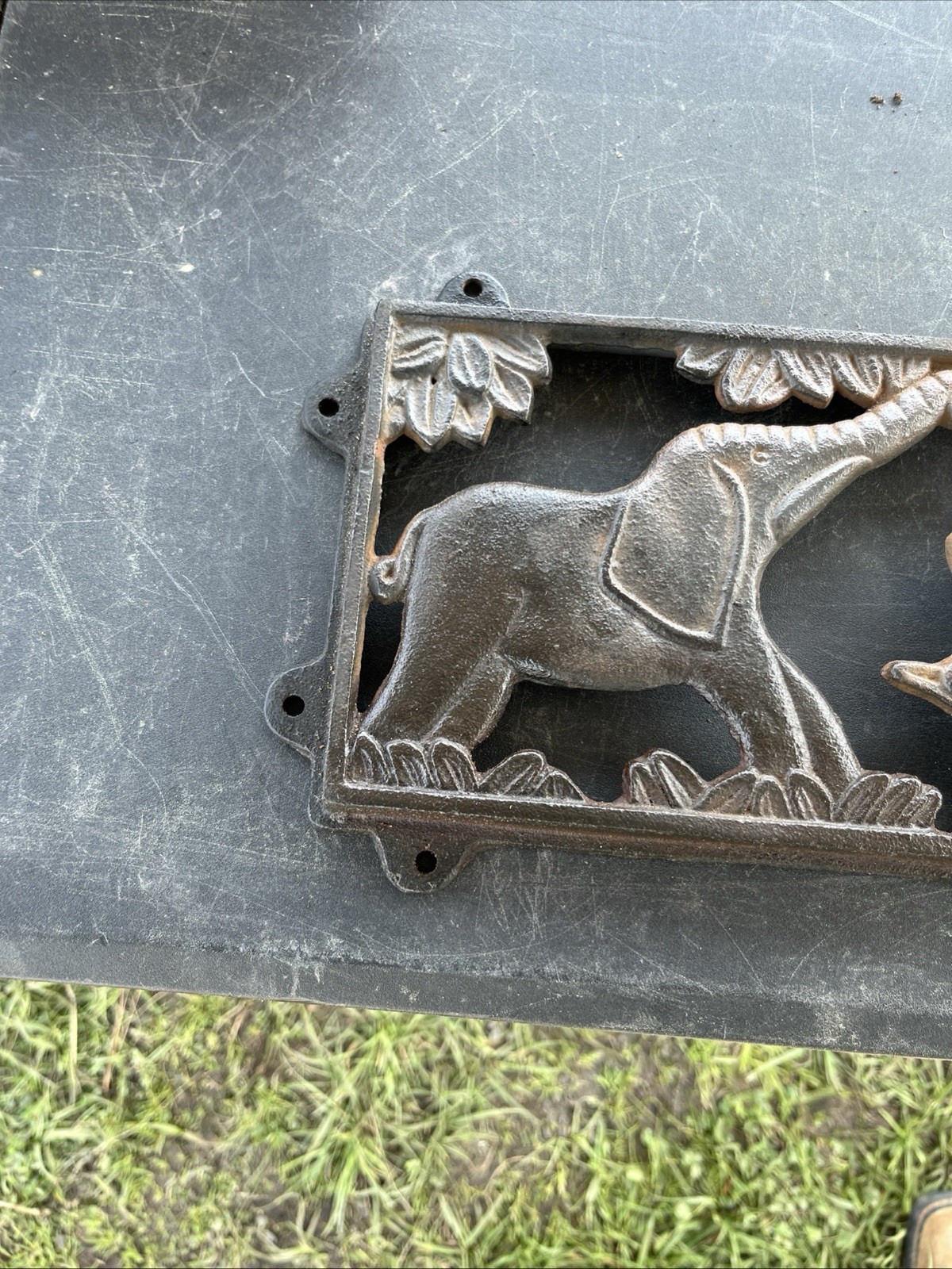 Vintage Cast Iron Animals Bench Back Safari Jungle Theme 6”x28”