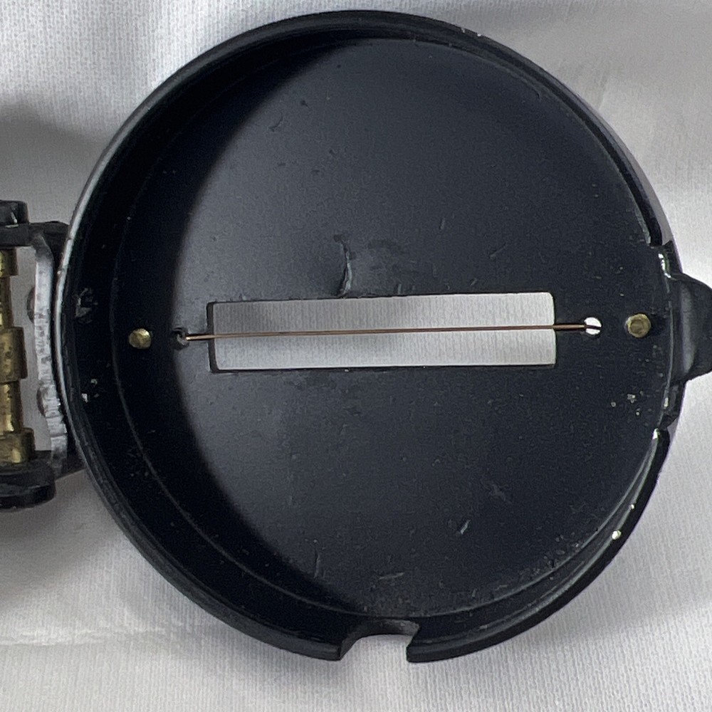 Vintage Compass In Plastic Case Engineer Handheld Black & Brass