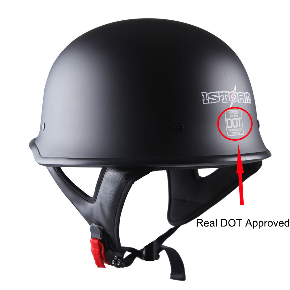 DOT 1Storm Motorcycle Half Face Helmet Mopeds Scooter Novelty German Matt Black