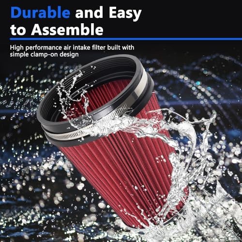 6" Inlet Cold Air Intake Filter Cone Replacement Performance Red (8" Tall)