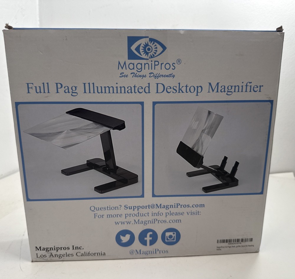 MagniPros Full Page Illuminated Desktop Magnifier