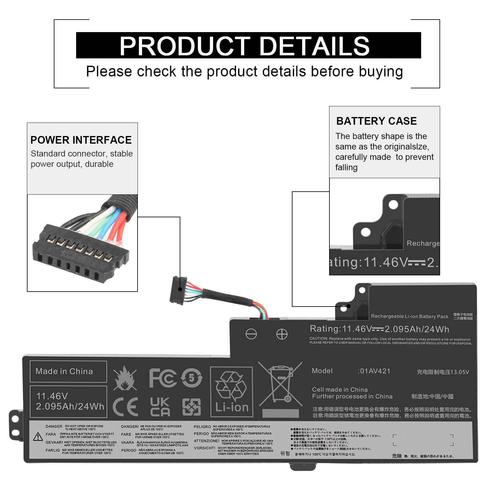 For Lenovo T470 T480 internal battery 01AV419, 01AV420, 01AV421, 01AV489