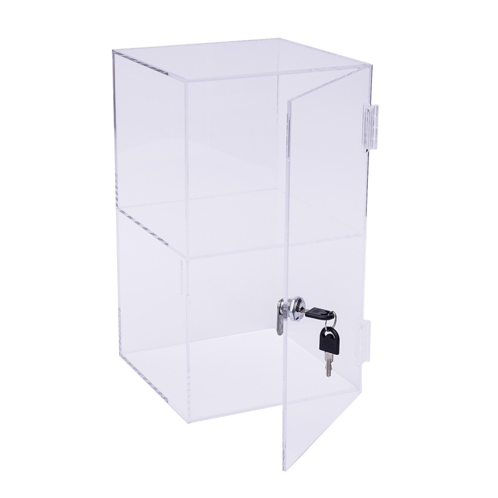 2-layers Countertop Display Case 20*20*35cm Locking Security Showcase Cabinet