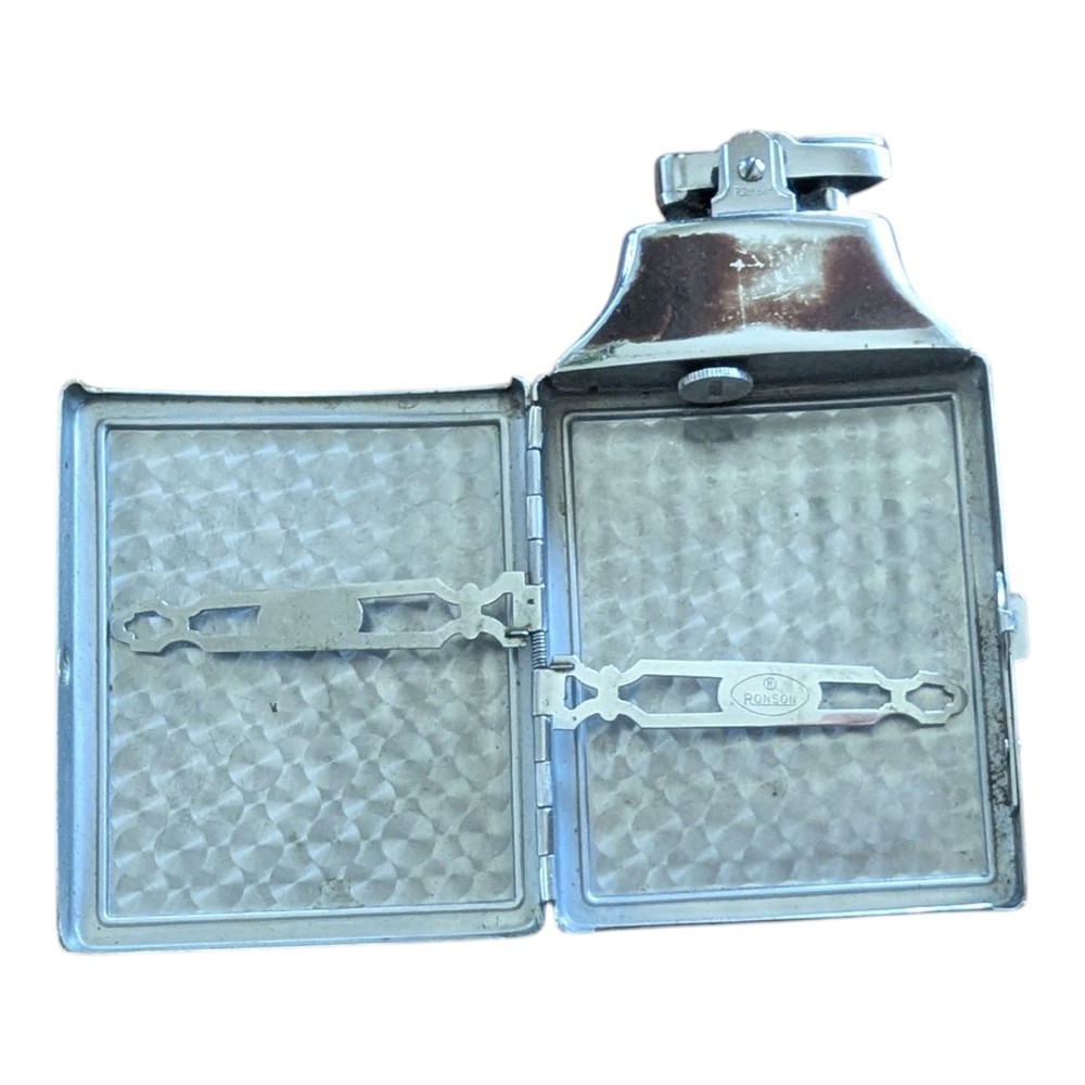 Lighter Cigarette Case Combo Vintage Art Deco Ronson Mastercase X