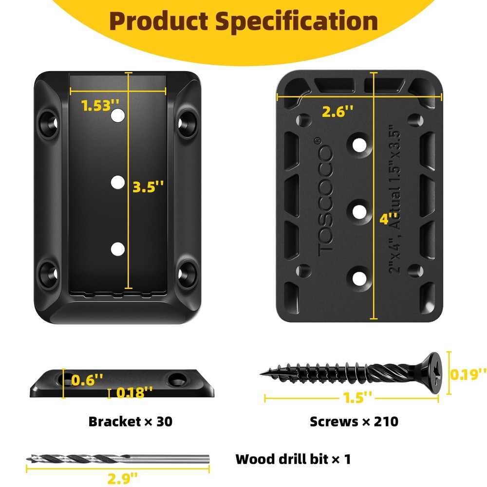 30-Piece Heavy-Duty Deck Railing Bracket Kit with Screws & Drill Bit