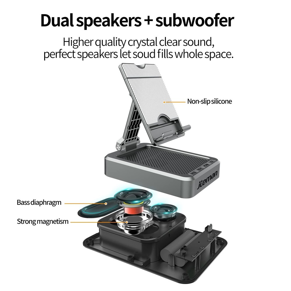 Wireless Bluetooth Speaker Tablet Stand Adjustable Holder for 4-12.9" Devices