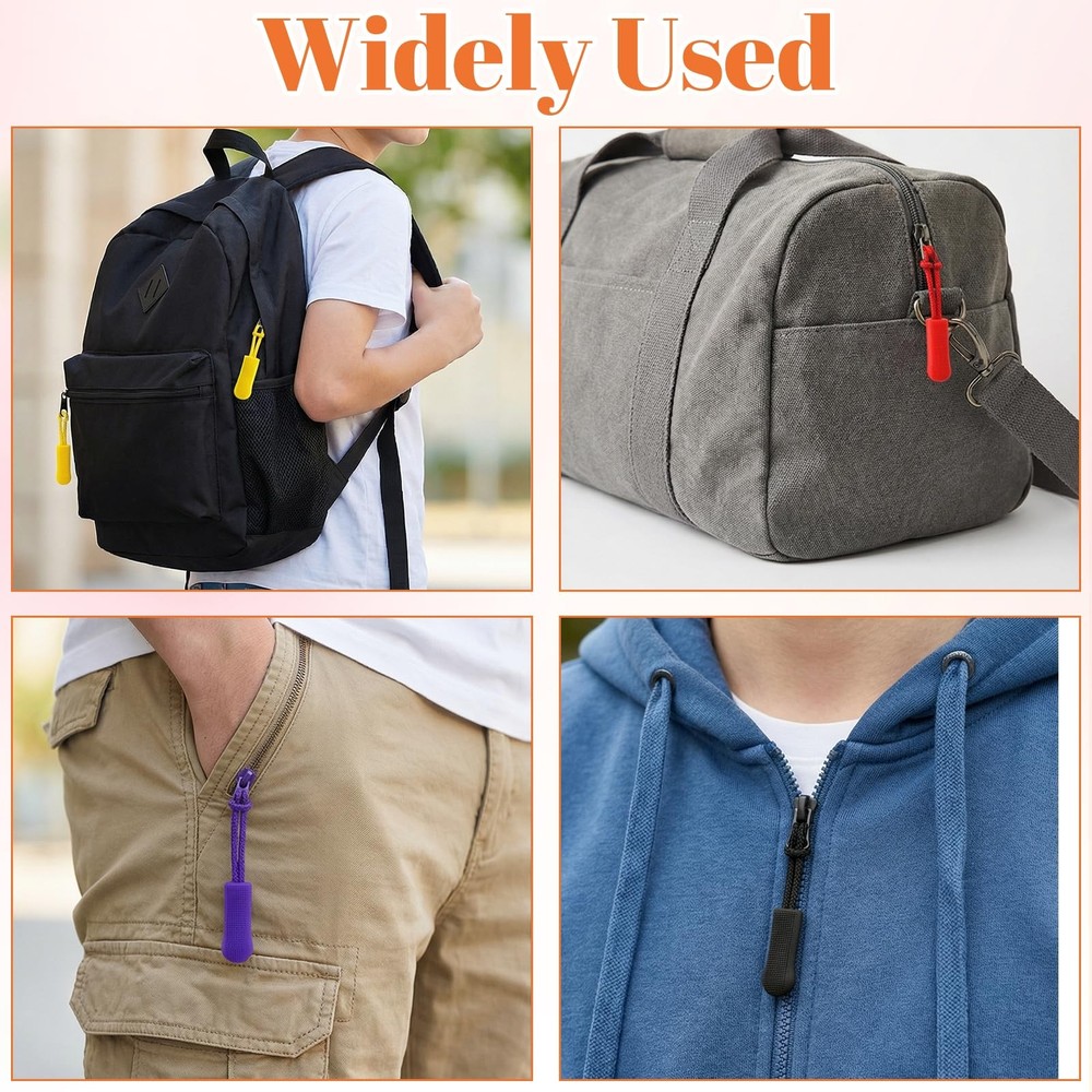 120 Pcs Zipper Pull Replacement, Strong Cord Fixer Zippers Pulls Multicolor