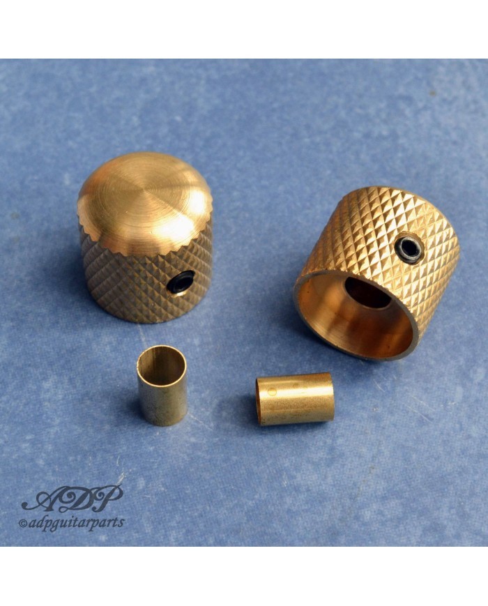 2 Tele Dome Knobs Brass 18mm 1/4