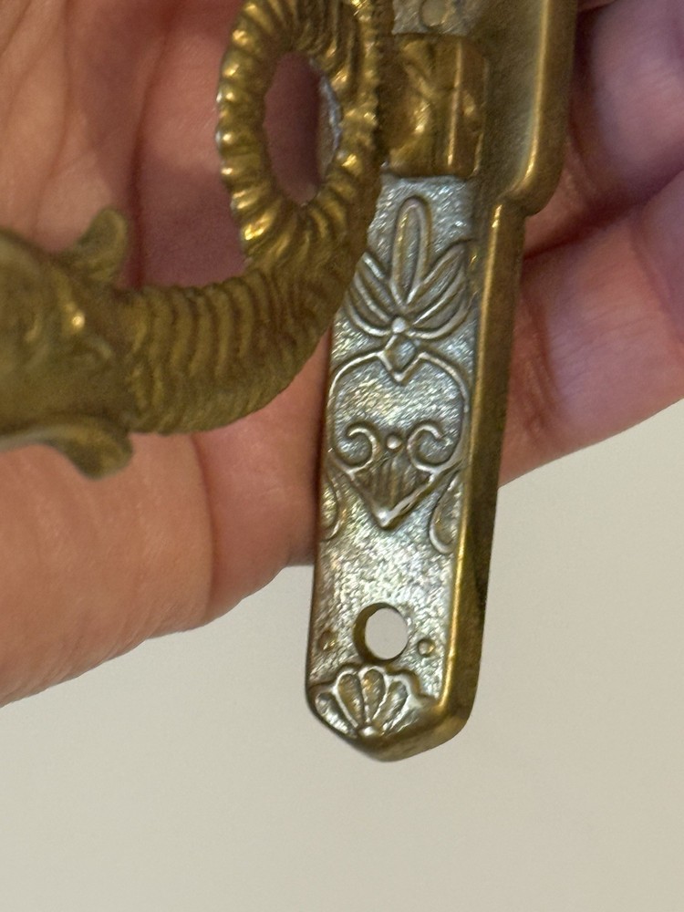 Vintage Solid Brass Wall Hook Serpent-Style With Faces Ornate