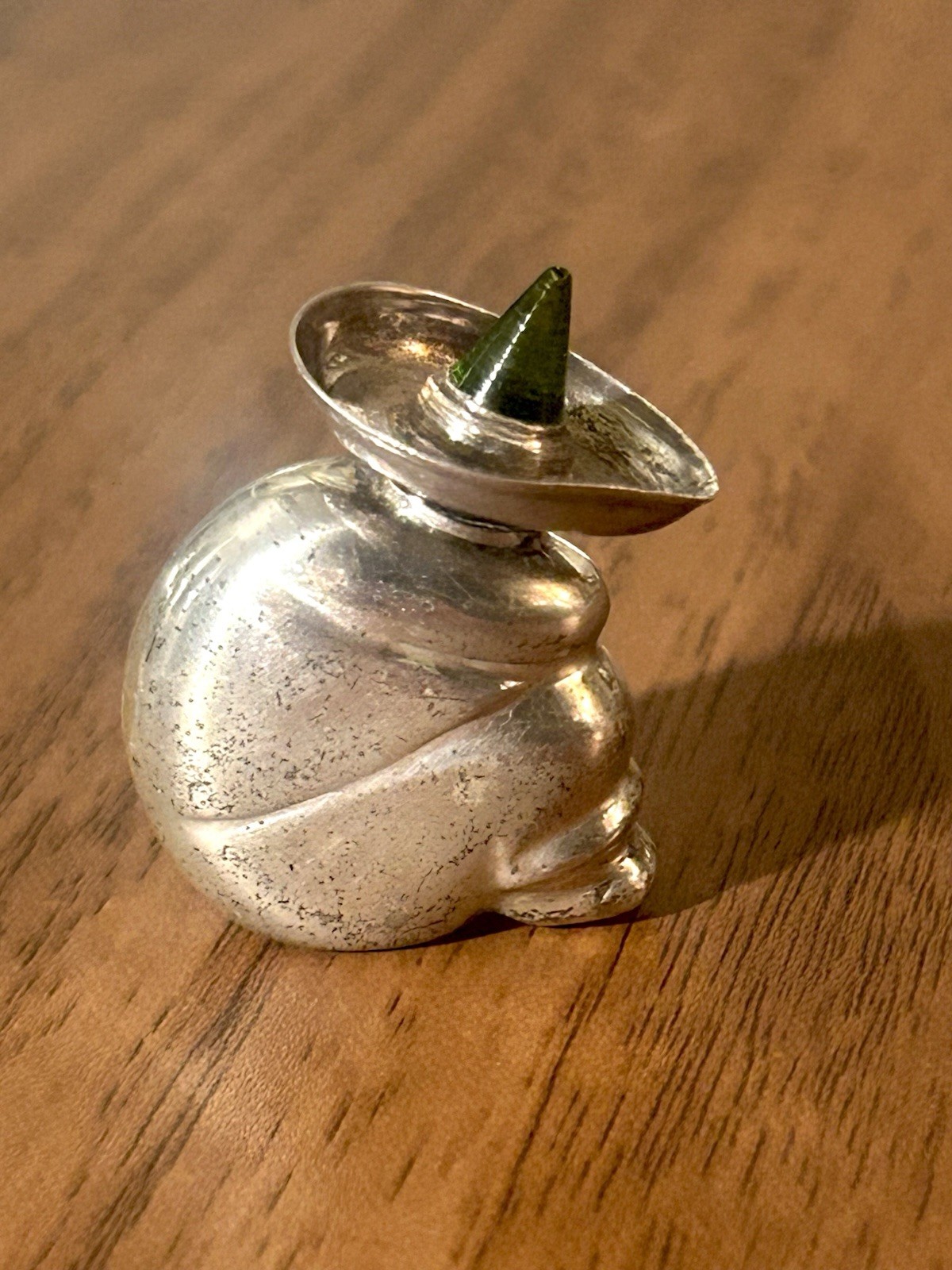 Vintage Sterling Silver Ormex Sombrero Man Perfume Bottle Green Stone Mexico