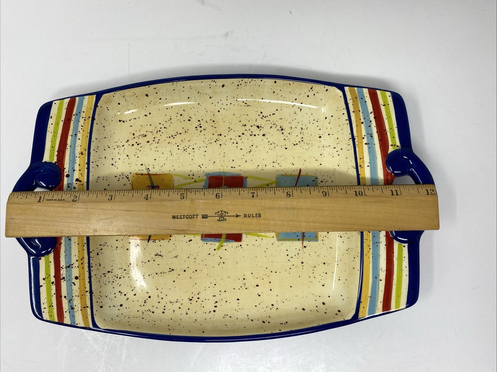 Pfaltzgraff Sedona Rectangular Handled Serving Platter Tray 12” X8” Southwest