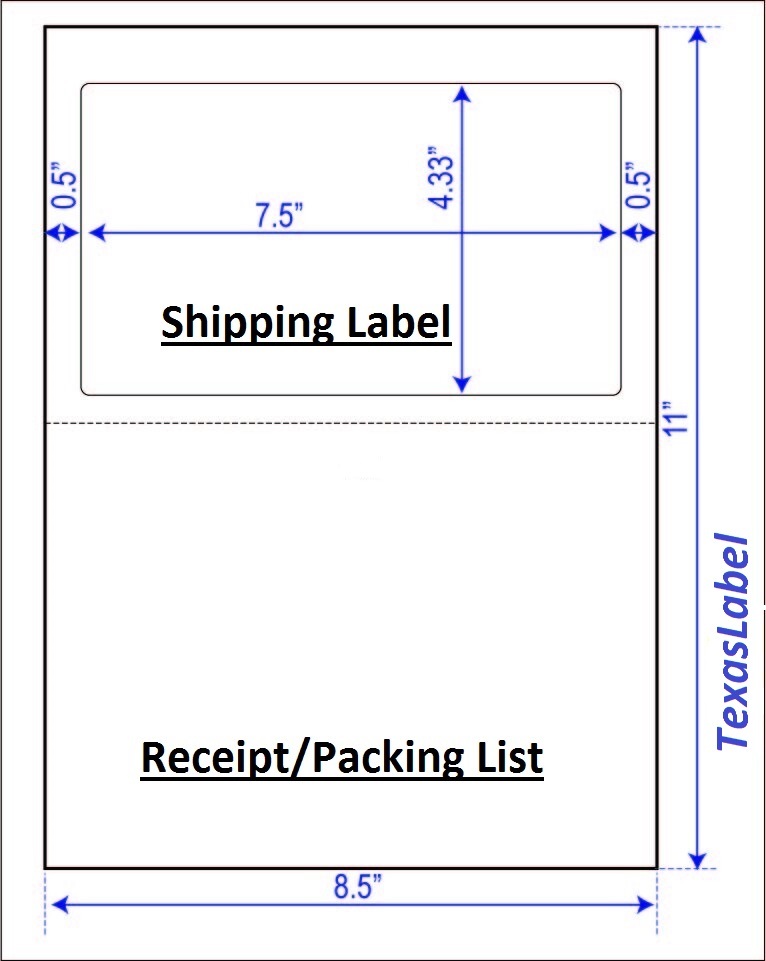 100pcs Half Sheet Shipping Labels w/receipt