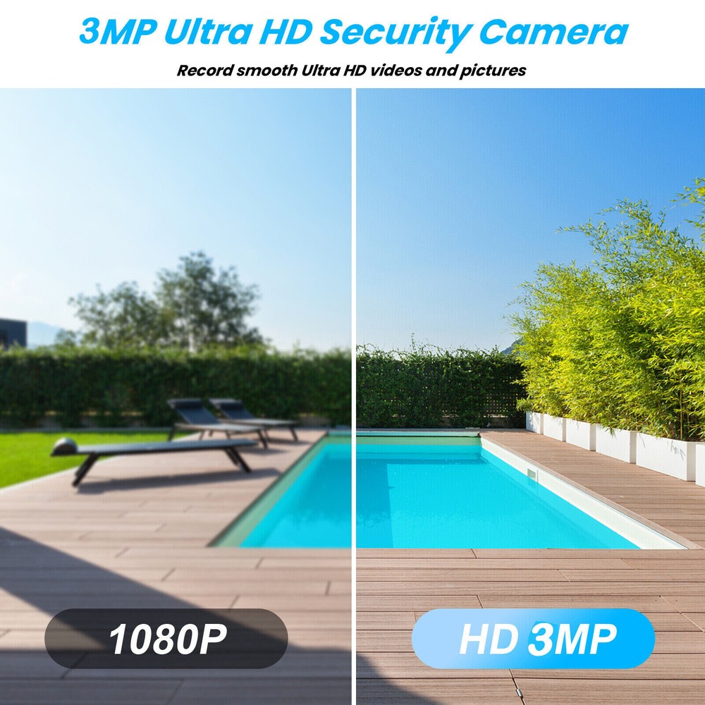 ANRAN 3MP Wireless Pan/Tilt Outdoor Security Camera System Battery Solar Powered