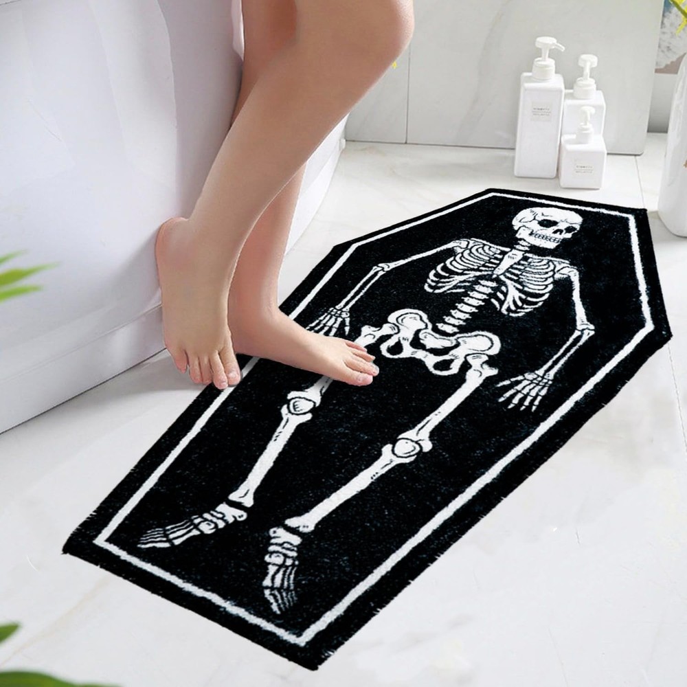 Skull Bath Mat - Goth, Gothic 1'8" x 2'8" (Rectangular), Coffin