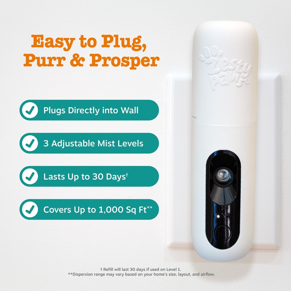 Zesty Paws Cat Calming Diffuser Starter Kit, Plug-in Pheromone Diffuser with