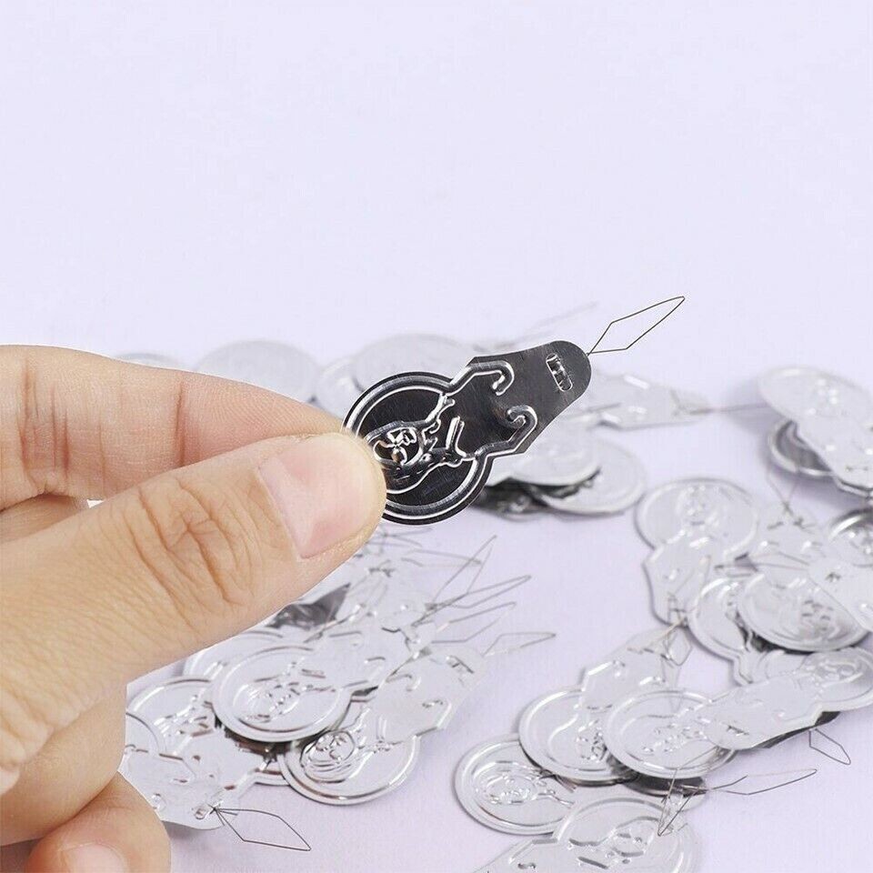 10pcs Metal Wire Needle Threader Silver Hand Sewing Stitch Insertion Tool 1.7"