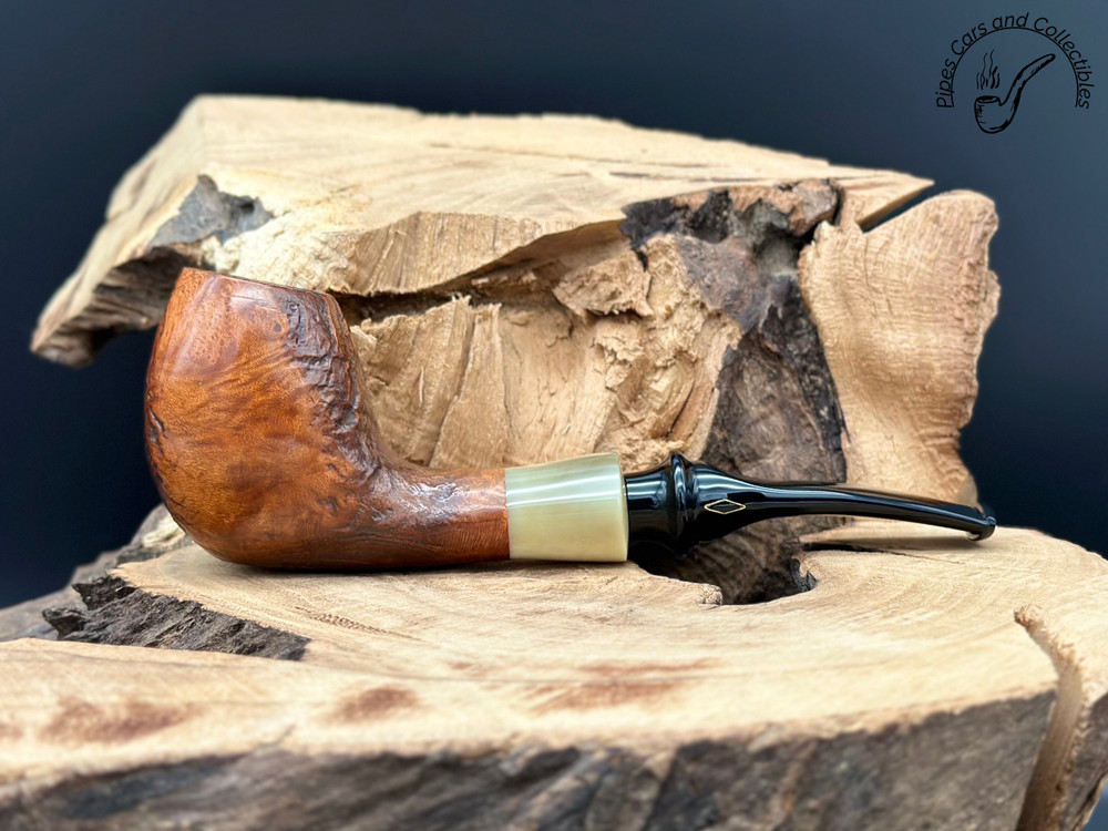 Brebbia Special Bent Brandy Half Rustique Smoking Pipe