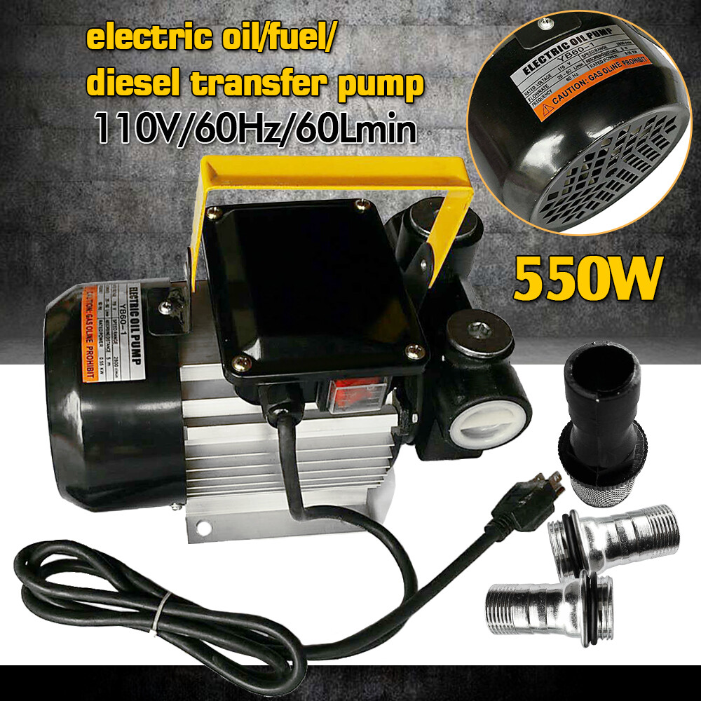 500W Self Priming Electric Oil Pump Transfer Fuel Diesel With Aluminum Casing US
