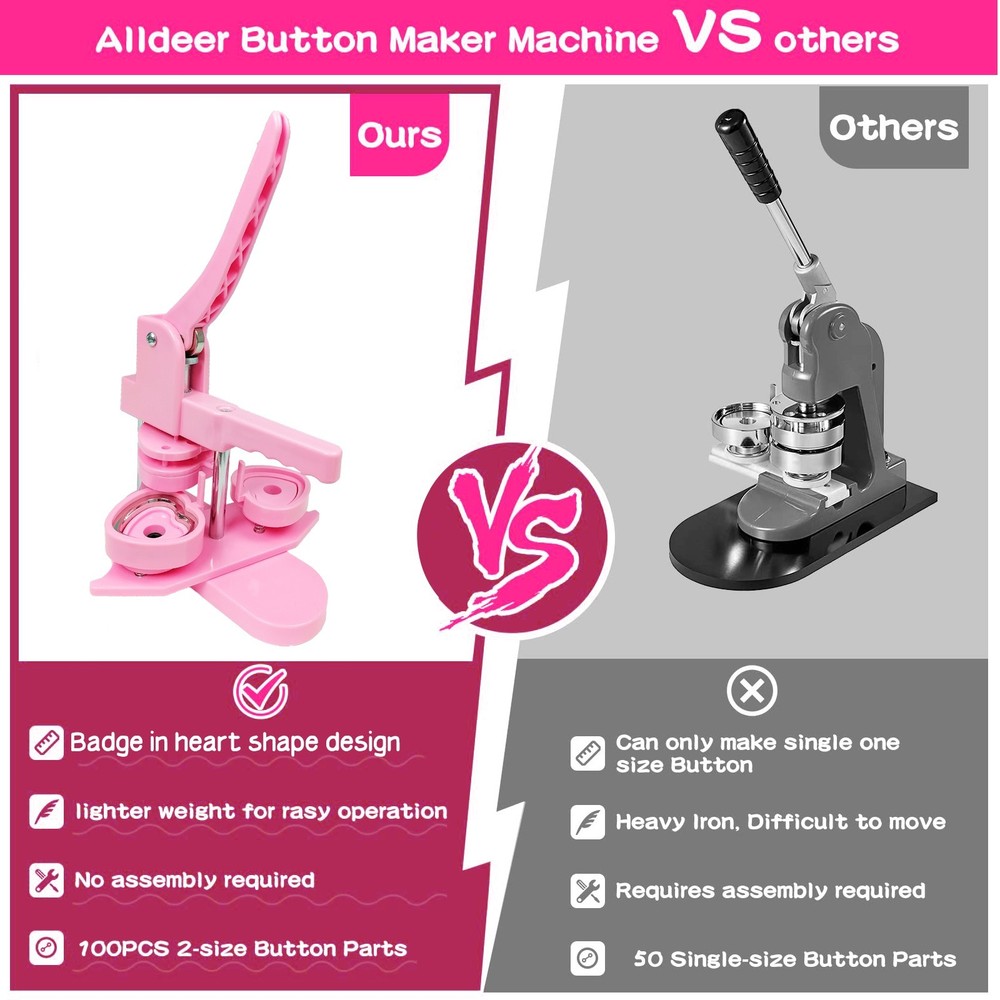 Heart-Shaped Button Maker Machine, DIY Pin Button Maker Press Machine Kit