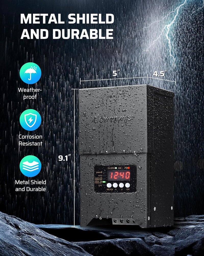 300W Low Voltage Landscape Transformer with Timer & Photocell Sensor