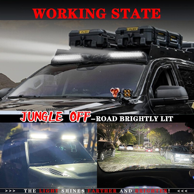 For 2019-2023 2024 RAM 1500 Gloss Black Lamp Model Roof Top Light Bar W/ LED DRL