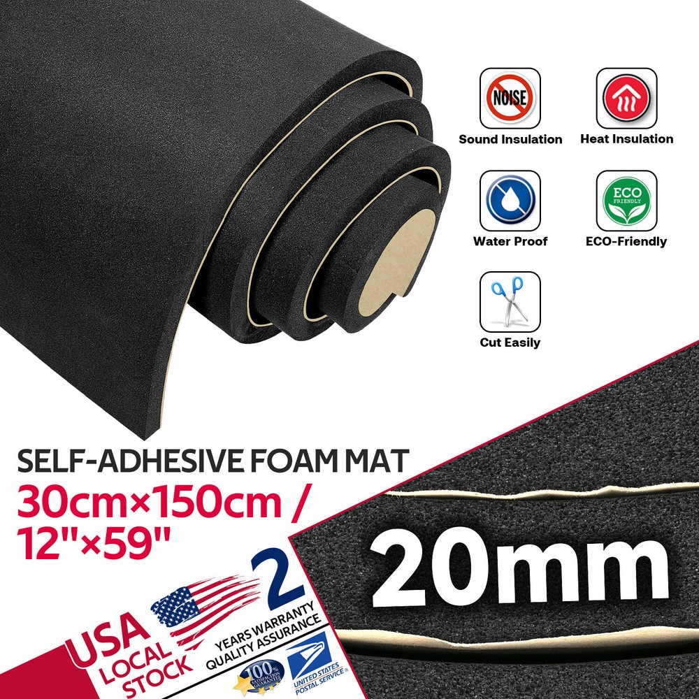 5Sqft Black Foam Sheet Self Adhesive Rubber Padding Neoprene Sponge Rubber Mat
