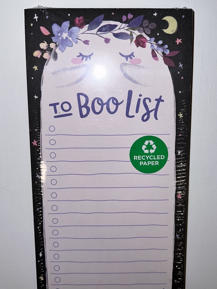 Clementine Magnetic Notepad Ghost Cat Bat Fall Moon Halloween NEW