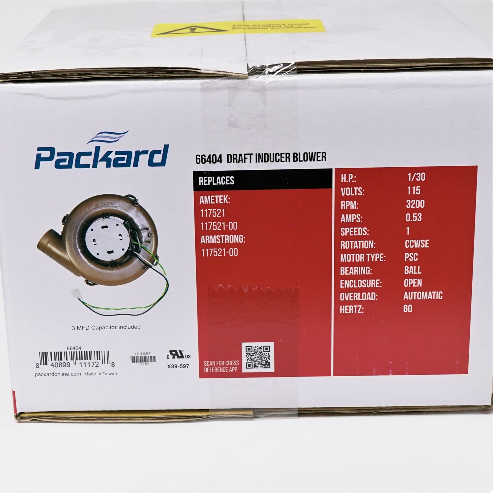 66404 Furnace Heater Draft Inducer Motor for Armstrong 40404-003, Ametek 117521