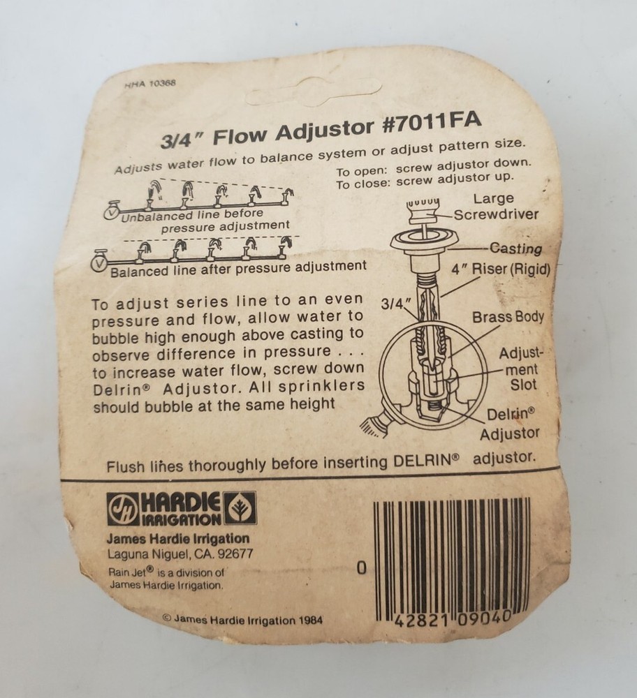 Rain Jet 3/4" Flow Adjustor #7011FA - New