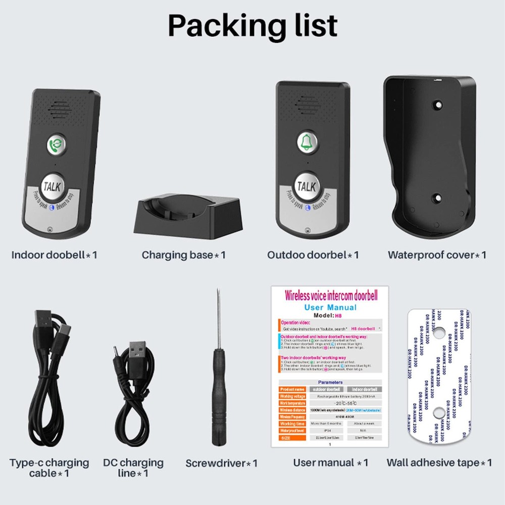 Intercoms Wireless for Home 1500 Meters 2 Charging Methods Wireless Intercom ...