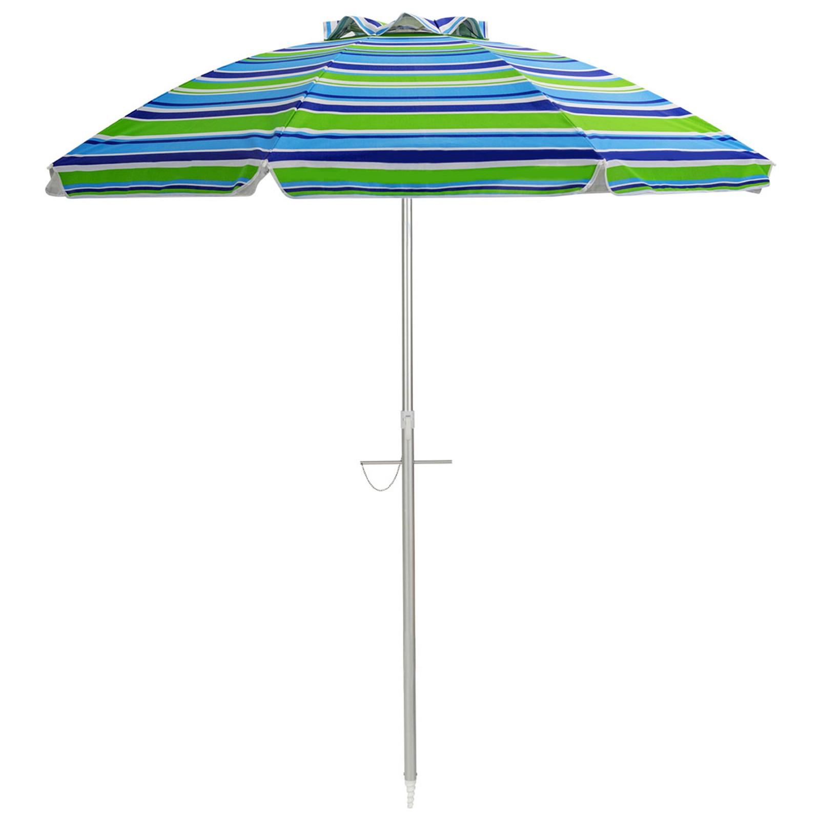 6.5Ft Beach Umbrella w/ Tilt Mechanism Sand Anchor Carrying Bag Blue + Green