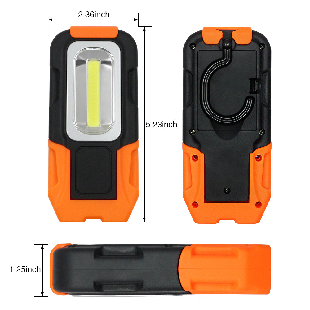 2 PACK Portable LED Work Light, Multi-use COB Flashlight, Battery-operated 5000K