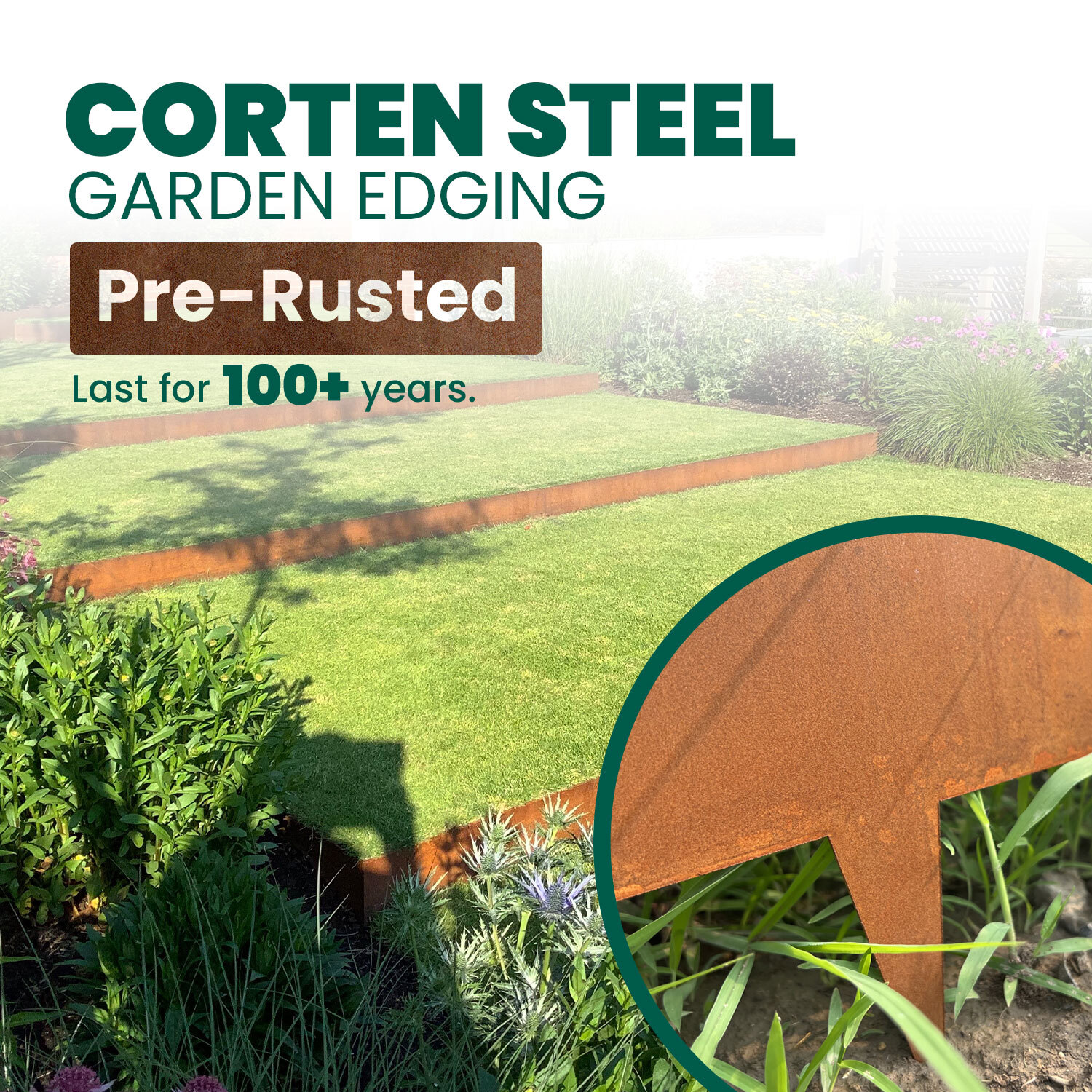 8-INCH Corten Steel Edging 6-PACK Garden Lawn Landscape Rusted Metal Border 20FT