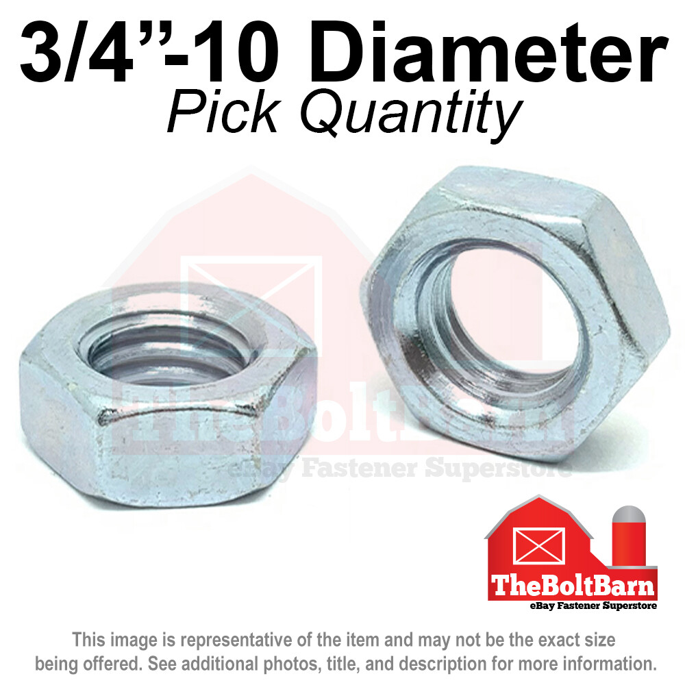 3/4"-10 Grade A Finished Hex Jam Nuts Zinc Clear COARSE Thread (Pick Quantity)