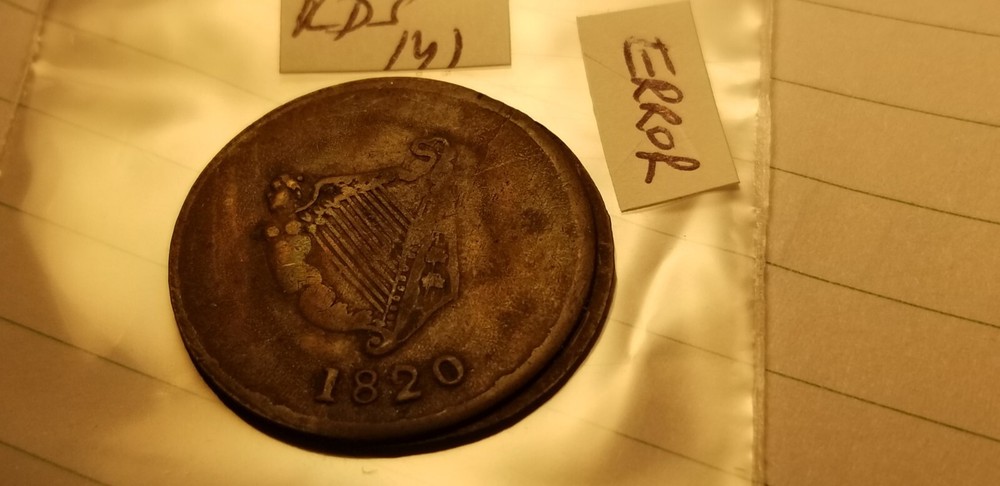 Extra Ordinary Error Canada 1820 Bust & Harp Half Penny Token LC-60C2 Id11.