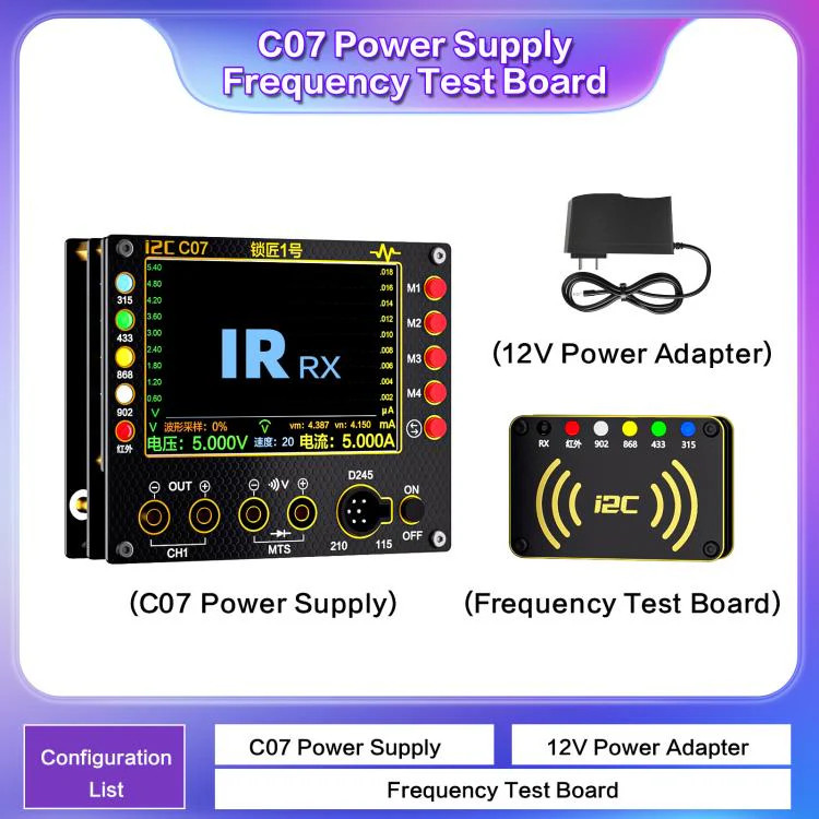 i2C C07 Locksmith No.1 Remote Control Frequency Tester Multimeter, Plug: EU Plug