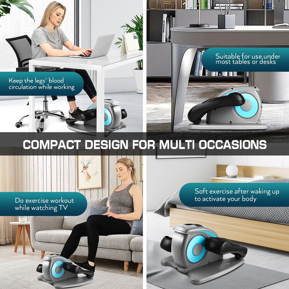 Under Desk Elliptical Mini Elliptical Trainer w/ Display Leg Exercise Equipment